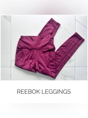 Reebok pants size Medium leggings red pockets ⅞ cropped high rise